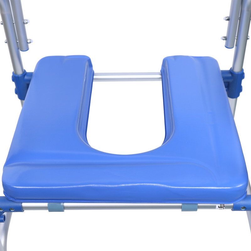 OUKANING Portable Aluminum Alloy Shower Wheelchair with Fixed Arm